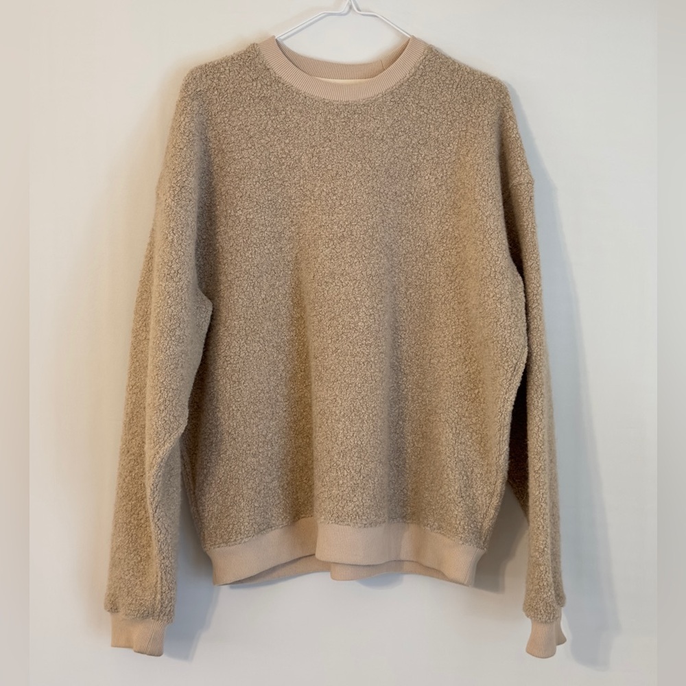 Outdoor Voices Women’s Tan Crewneck Teddy Pullover Sweater Warm Medium